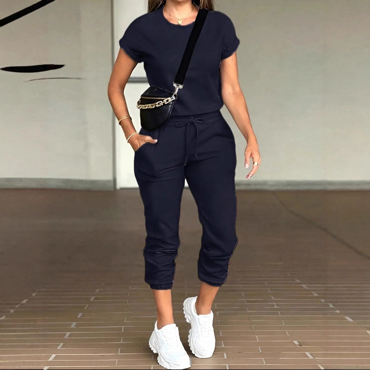 Livenza™ Two-Piece Set with Short-Sleeve Top and Jogger Pants with Adjustable Waistband
