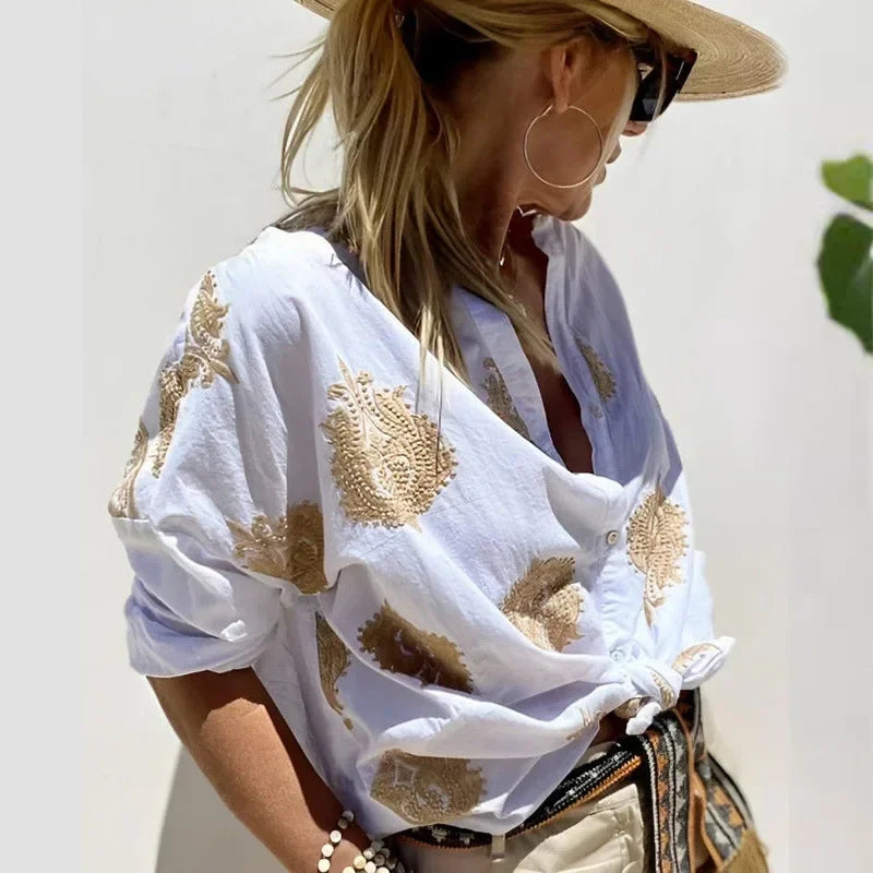 Palace™ Shirt in Cotton with Baroque Prints Embroidered in Gold / The Sophistication of European Fashion in Your Style!