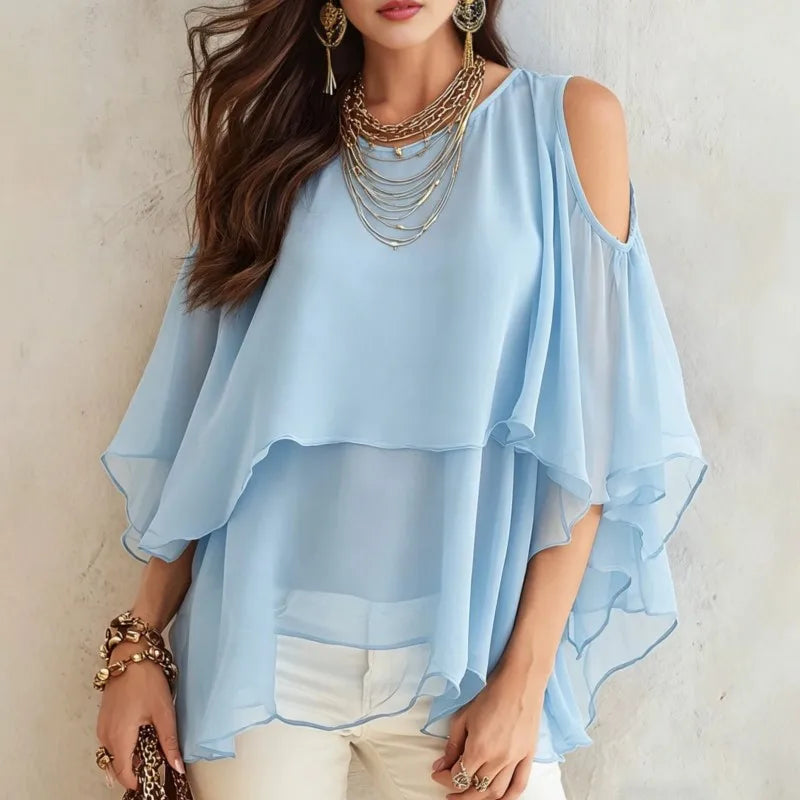 Blouse Lauren™ with Cold Shoulders and Flowy Sleeves