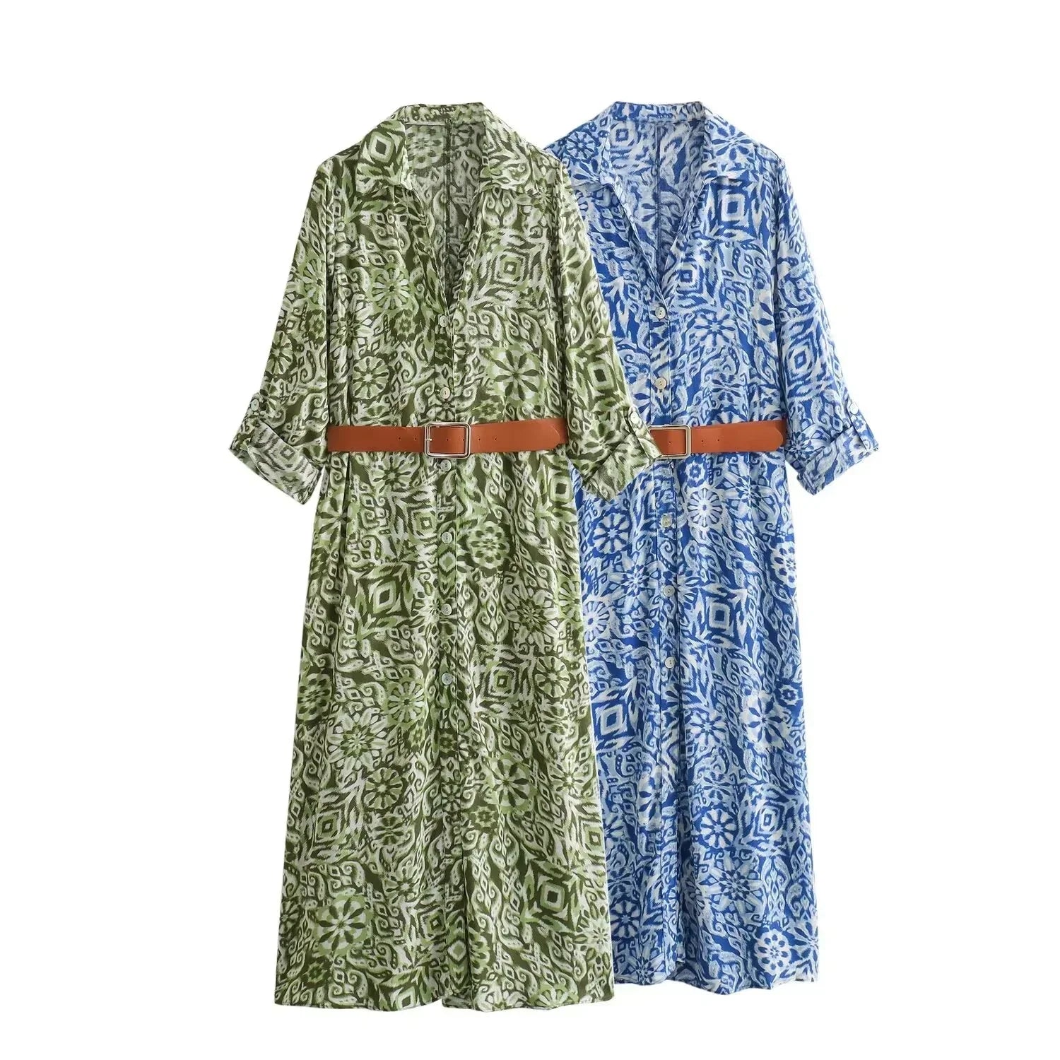 Coastline™ Capri Dress with Chic Belt / Inspired by Classic Italian Mosaics and Portuguese Tiles!