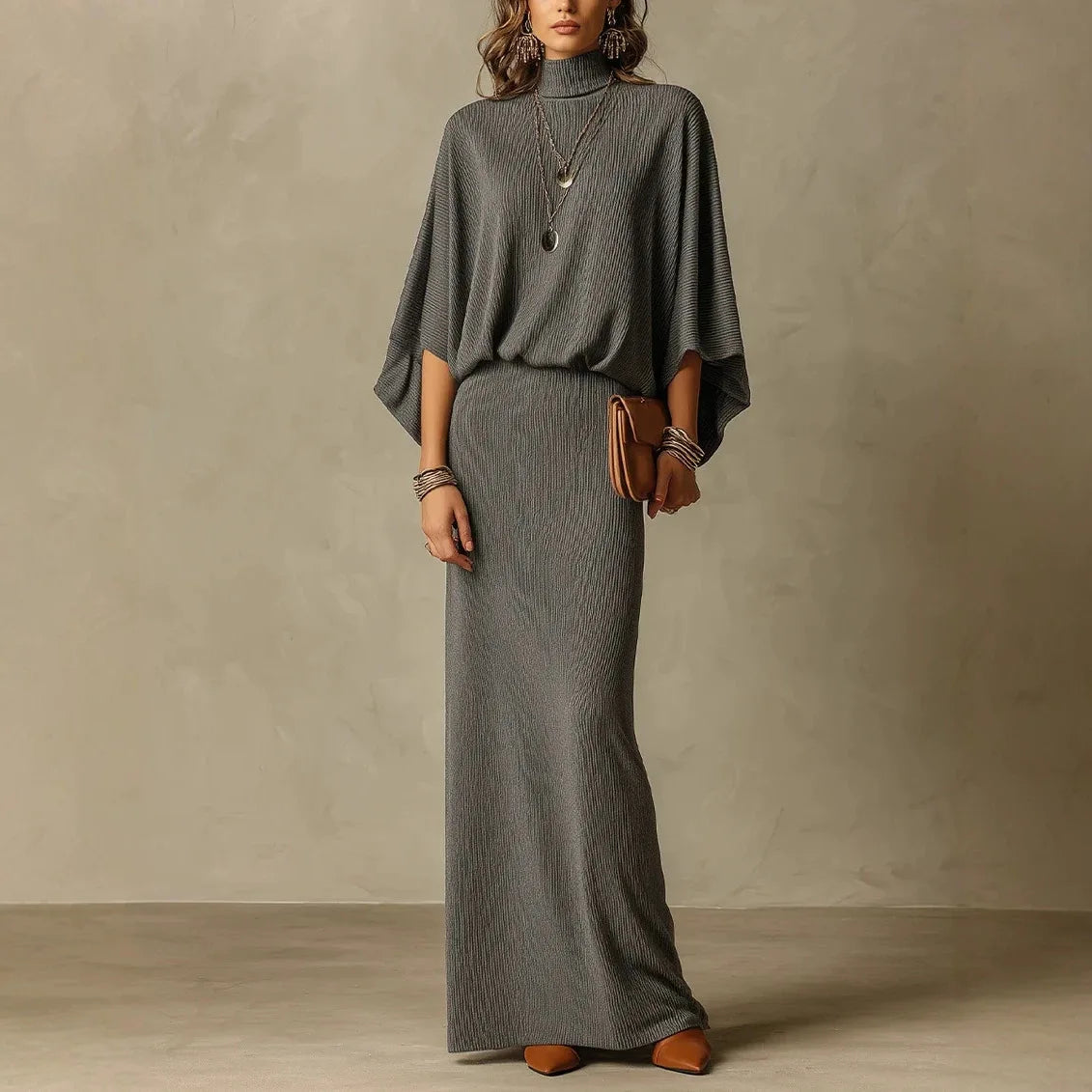 Vicenza™ Two-Piece Set with High-Neck Top and Long Straight-Fit Skirt