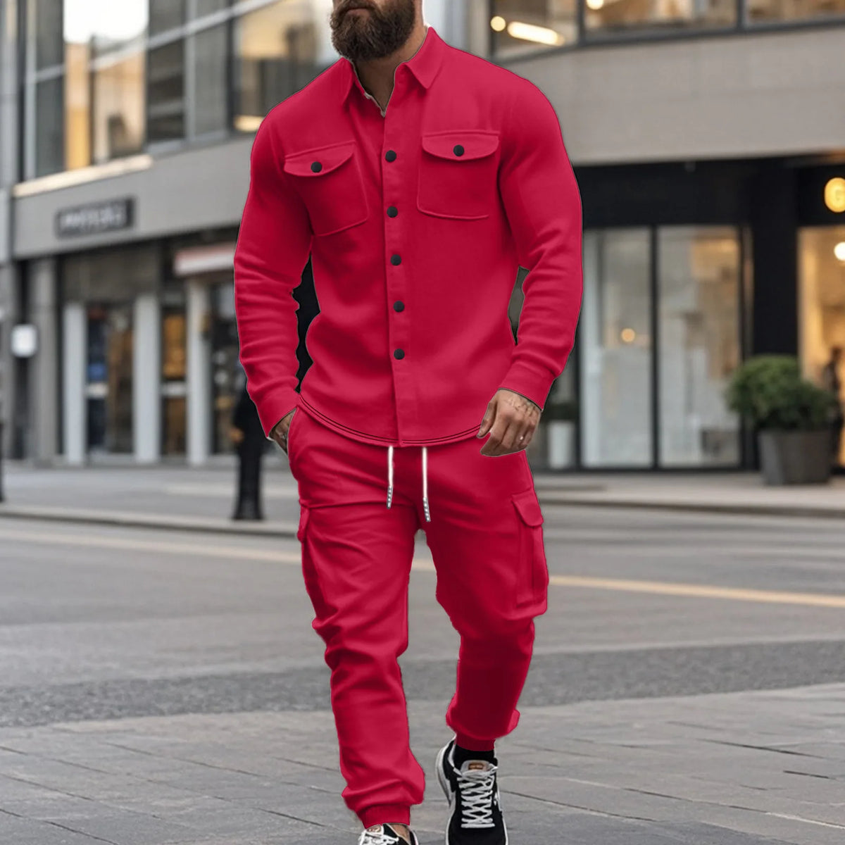 Set Benson™ in Fleece with Long-Sleeve Shirt and Cargo Pants