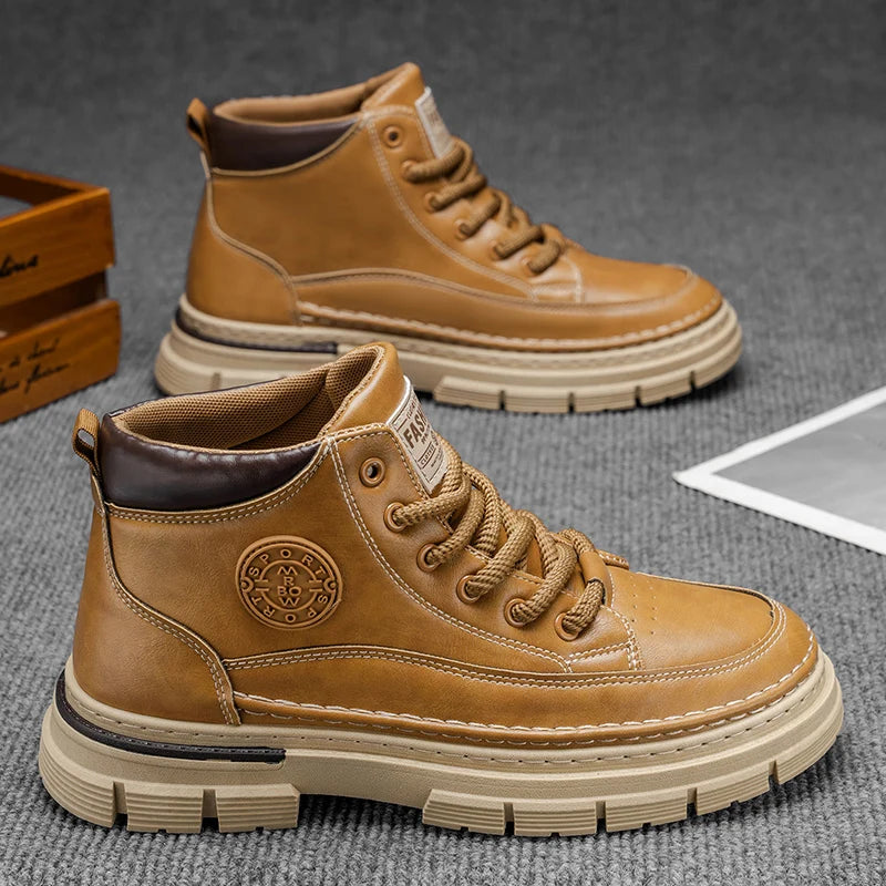 Redford™ Premium Handcrafted Leather Boots with Slip-Resistant Lug Sole and Reinforced Stitching