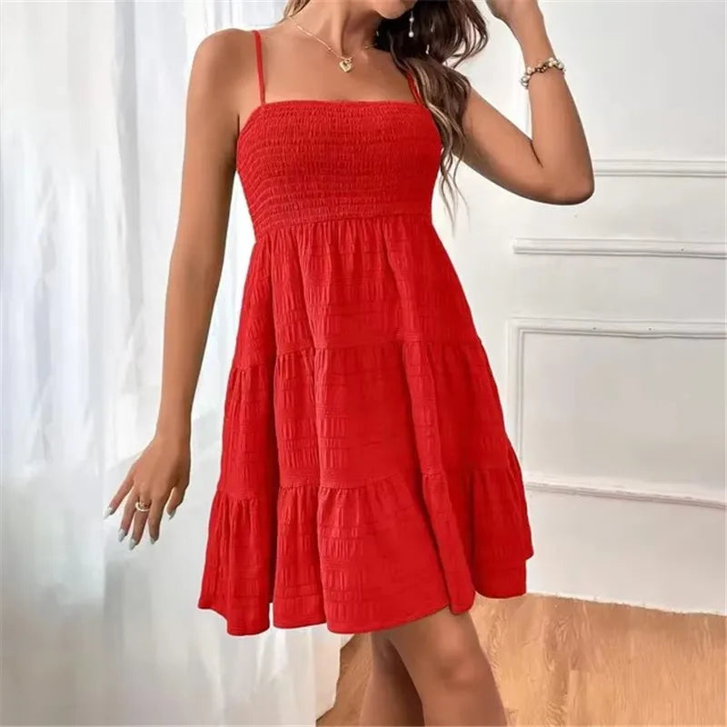 Mara™ Dress with Smocked Bodice, A-Line Skirt and Slim Adjustable Straps / Summer Charm in a Light, Delicate Look