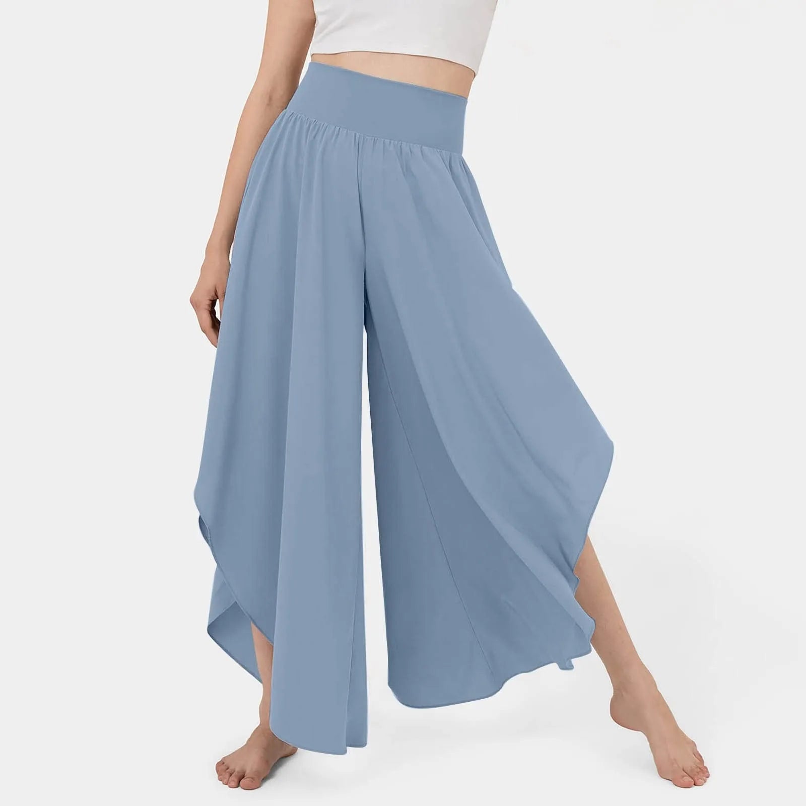 Marvelle™ High-Waisted Wide-Leg Pants with Asymmetrical Cutouts
