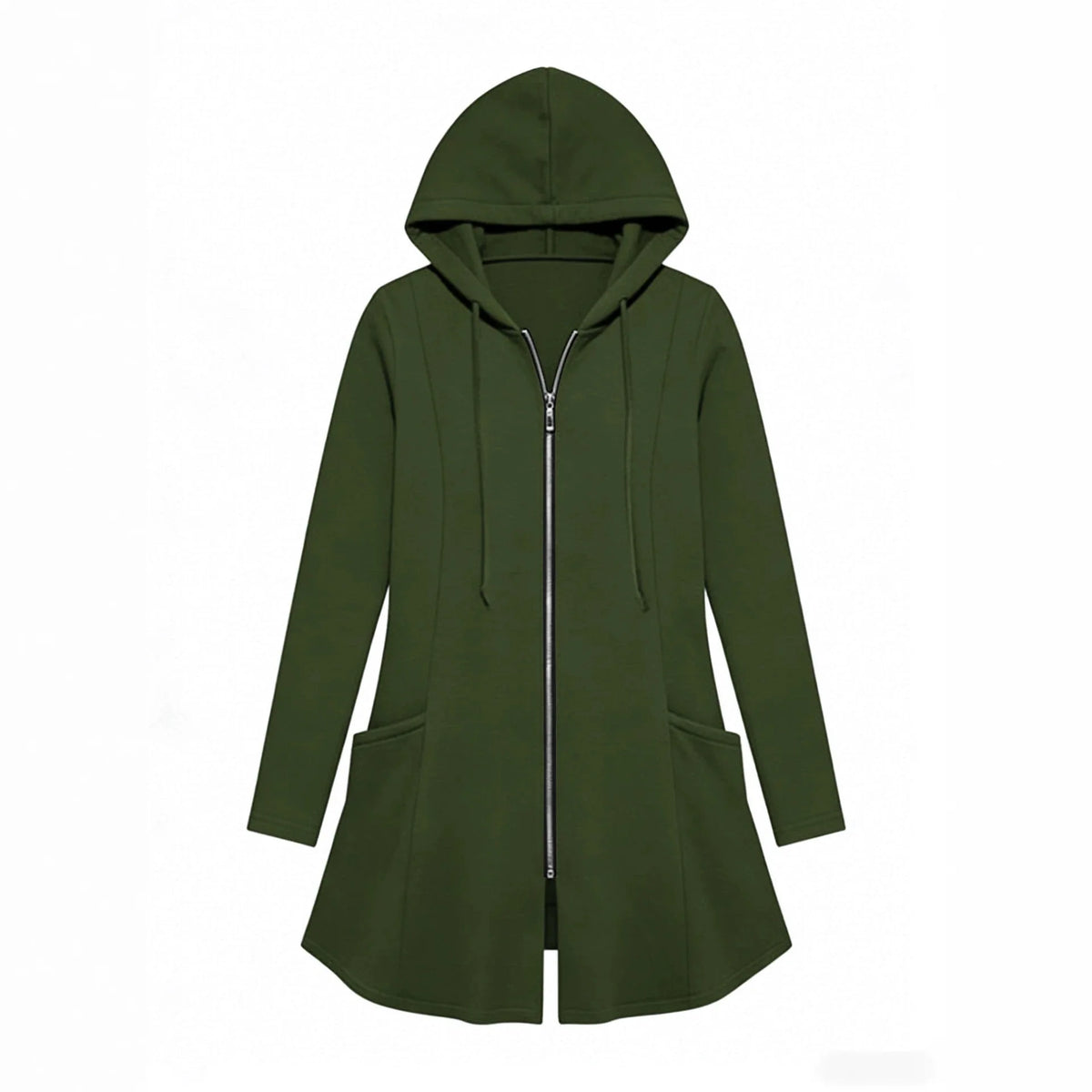 Lucerne™ Hooded Coat with Longline Fit and Metallic Front Zipper