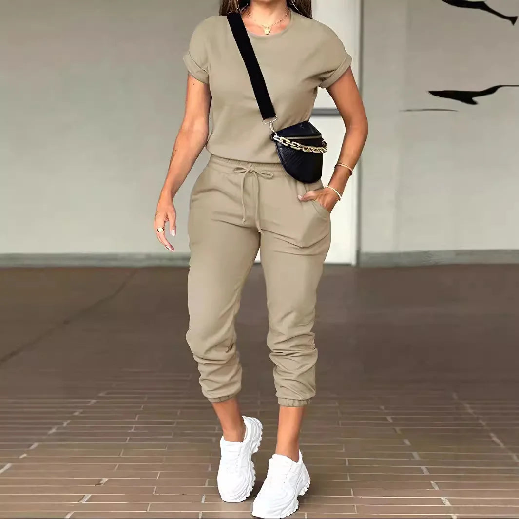 Livenza™ Two-Piece Set with Short-Sleeve Top and Jogger Pants with Adjustable Waistband