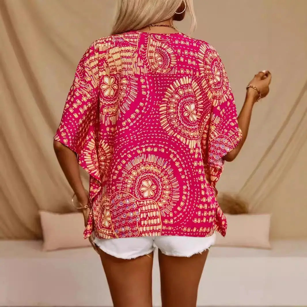 Amaltea™ Blouse with Ornamental Print and Flowy Drape
