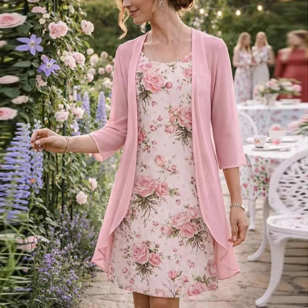 Lavinia™ Floral Dress Set With Lightweight Cardigan