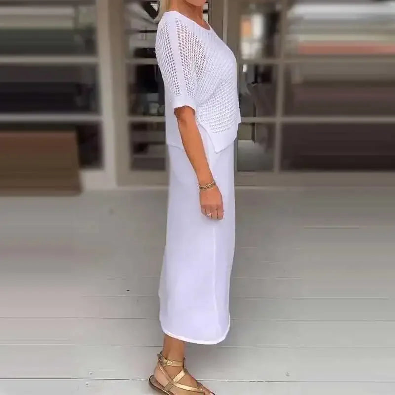 Maresia™ Set with Handmade Crochet Top and Flowing Dress / Casual elegance for summer days!