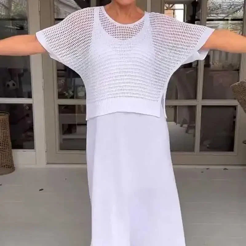 Maresia™ Set with Handmade Crochet Top and Flowing Dress / Casual elegance for summer days!