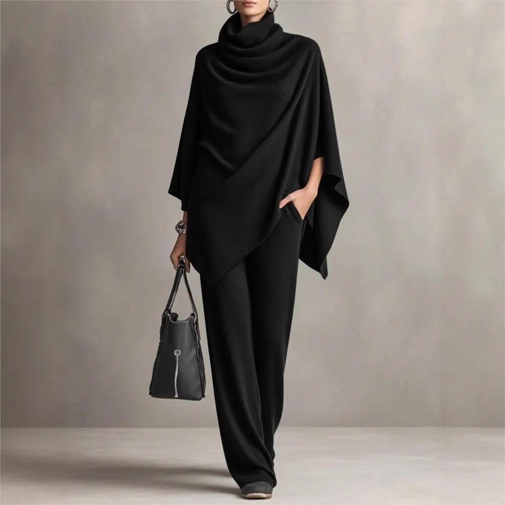 Iris™ Set with Asymmetric Draped-Neck Top and Wide-Leg Pants