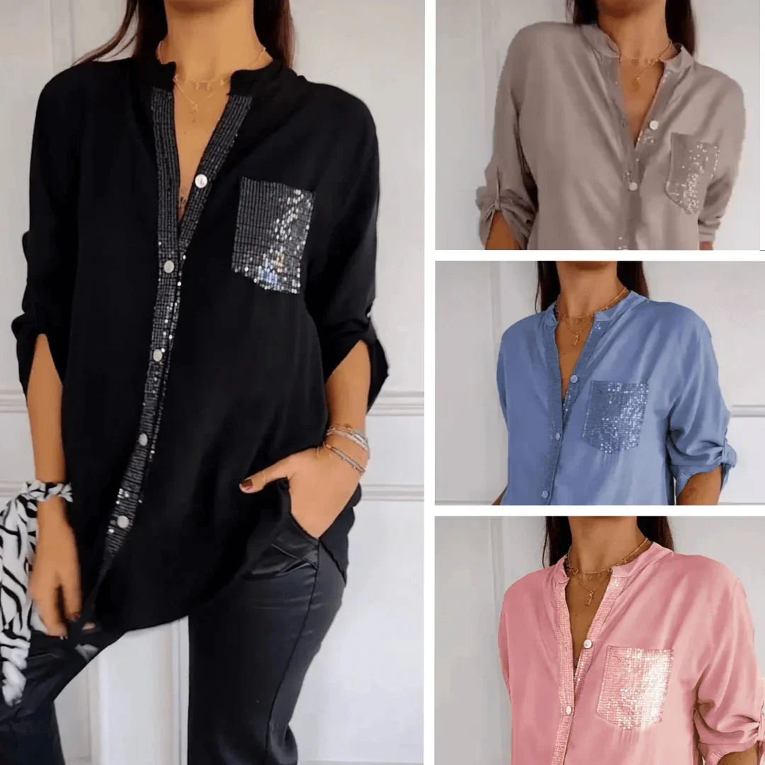 Hortensia™ Shirt with Luxurious Rhinestones / Wrap yourself in Desirable Elegance and Comfort!