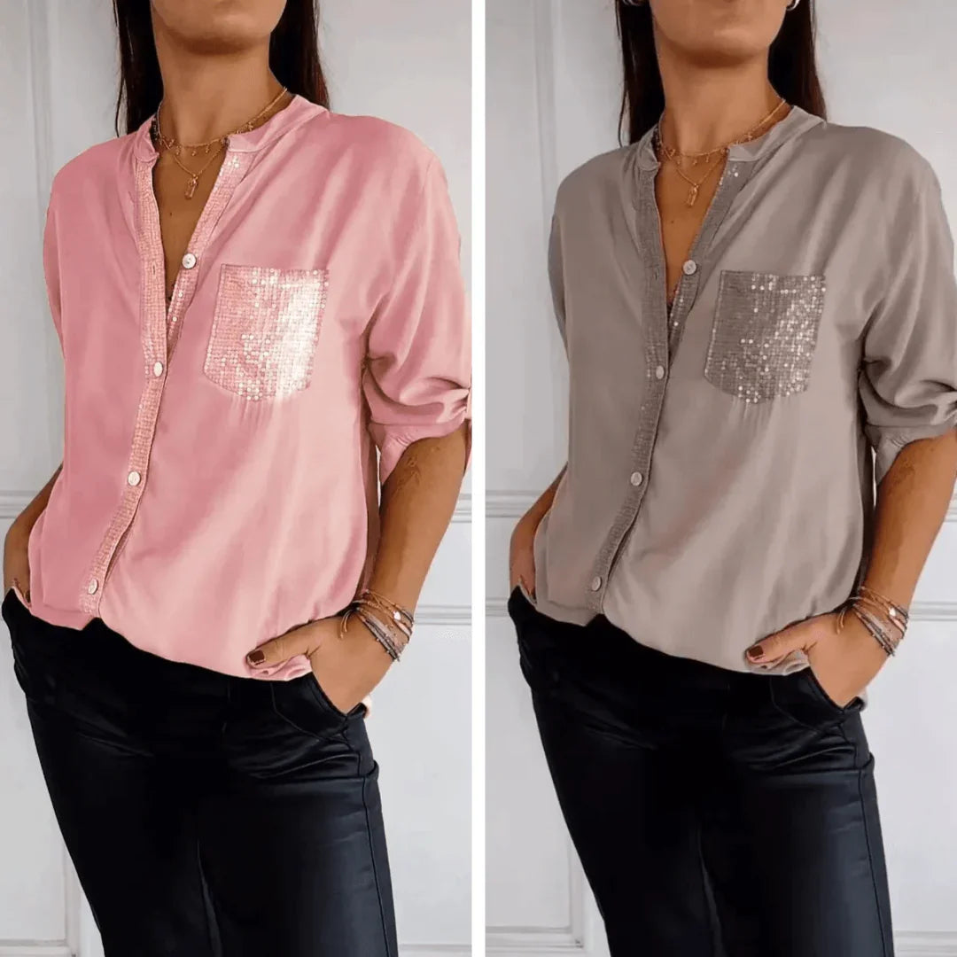 Hortensia™ Shirt with Luxurious Rhinestones / Wrap yourself in Desirable Elegance and Comfort!