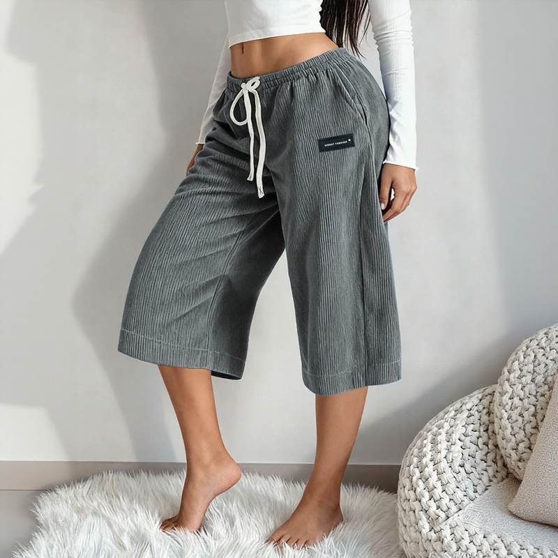 Livenza™ Bermuda Shorts with Ribbed Texture, Adjustable Waist and Wide-Leg Fit