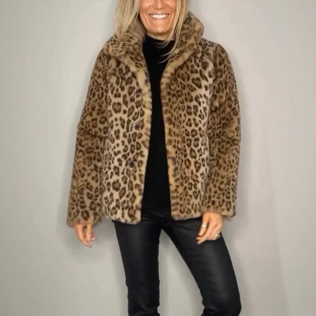 Panther Luxe™ Coat in Plush Fur with Wild Print / The Bold Side of Feminine Elegance!