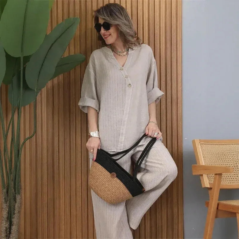 Capri™ Set in Cotton Linen / Feel the Soft Touch and Elegance You Deserve at Every Moment of Your Day!