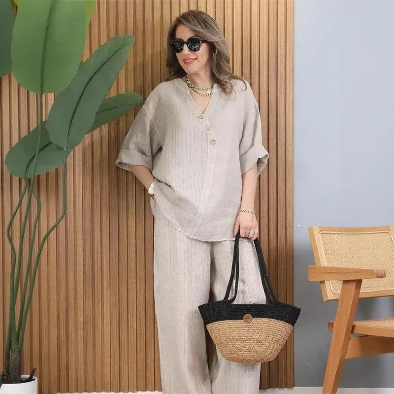 Capri™ Set in Cotton Linen / Feel the Soft Touch and Elegance You Deserve at Every Moment of Your Day!