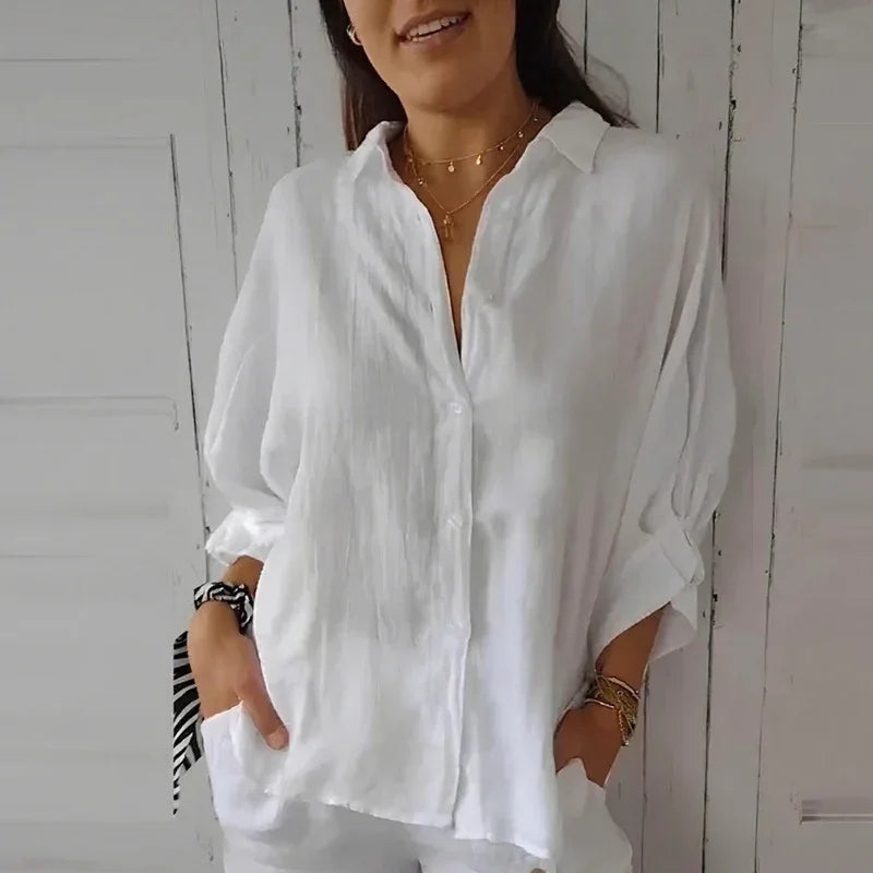 Cassandra™ Cotton-Linen Shirt Deal! 💥 / Loose Fit for a Pleasant Feel in Your Everyday Life!