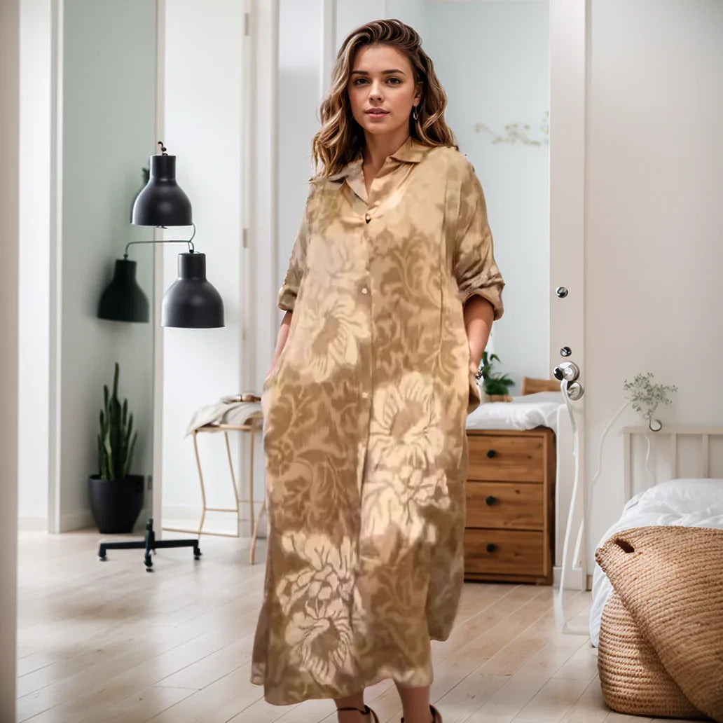 Blossom™ Dress with Polo Collar and Discreet Floral Print / Redefine Comfort with Timeless Style and Impeccable Elegance!