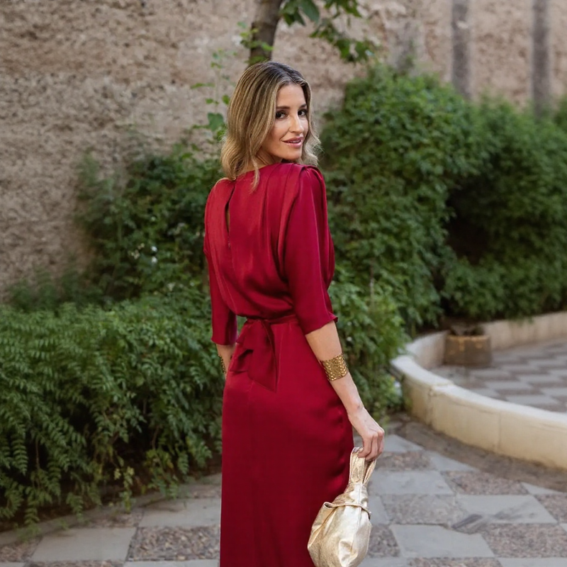 Imperiale™ Dress in Shiny Satin with Marked Waist / For Women Who Know Where They Want to Go!