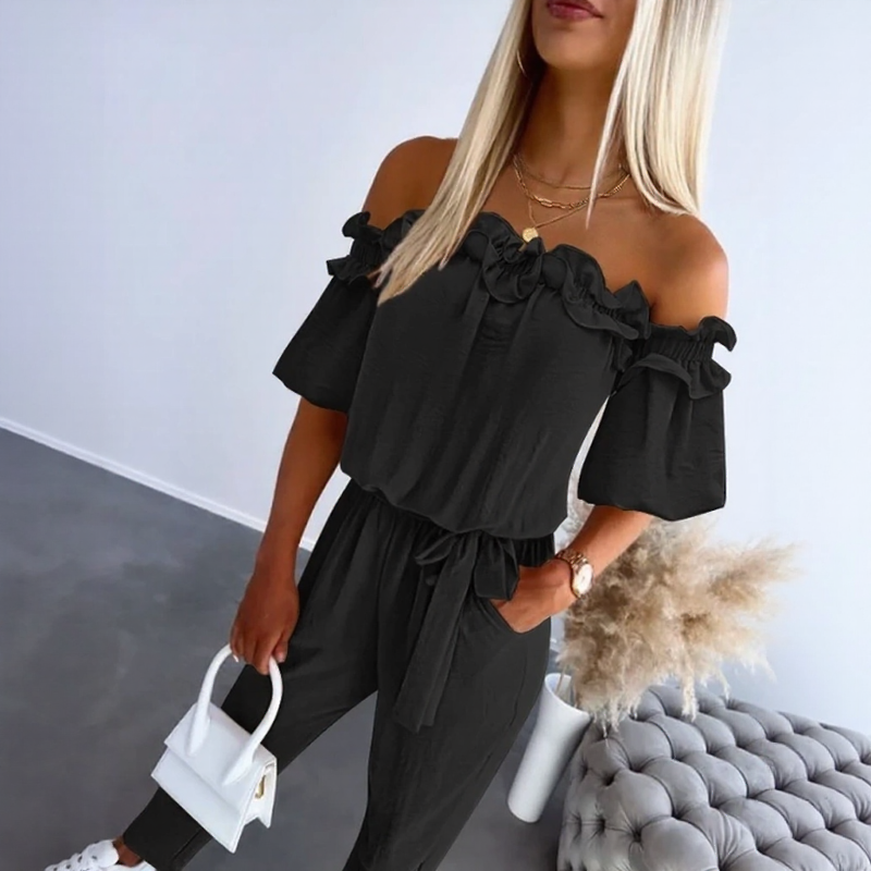 Toscana™ Jumpsuit with Puff Sleeves and Off-the-Shoulder Neckline / The Freshness and Romance of Southern France!
