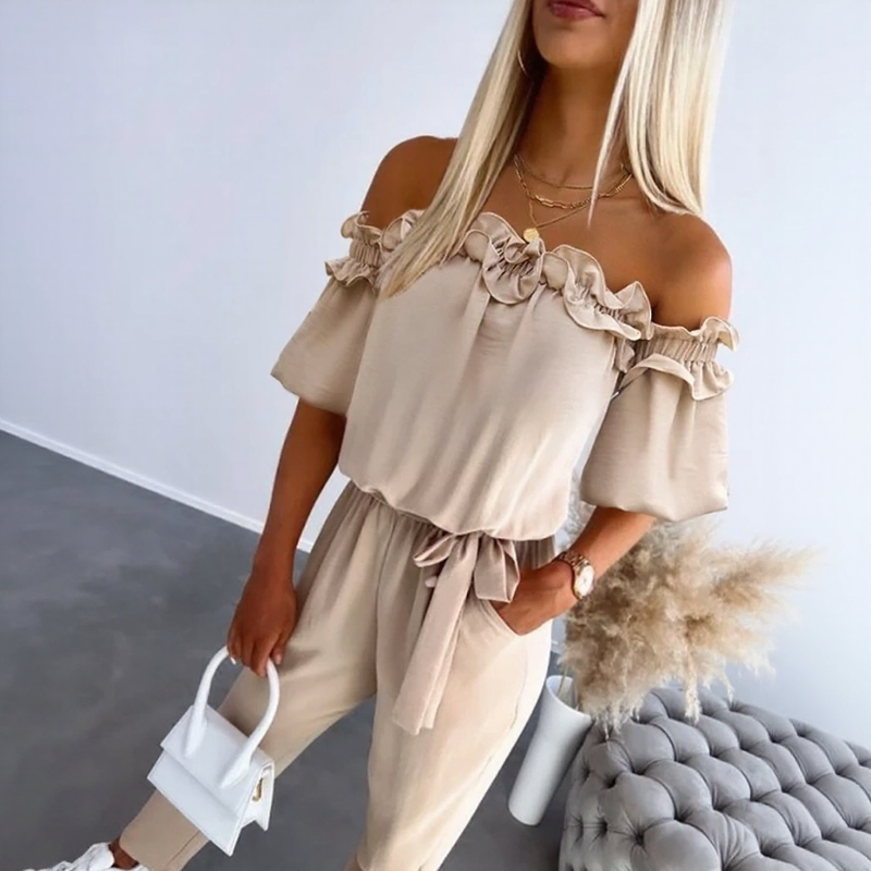 Toscana™ Jumpsuit with Puff Sleeves and Off-the-Shoulder Neckline / The Freshness and Romance of Southern France!