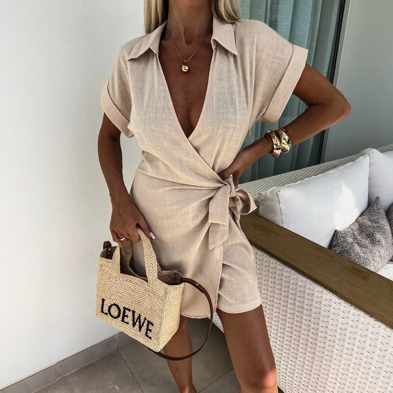 Ravello™ Jumpsuit in Cotton Linen with Side Tie / Chic Versatility in One Piece!