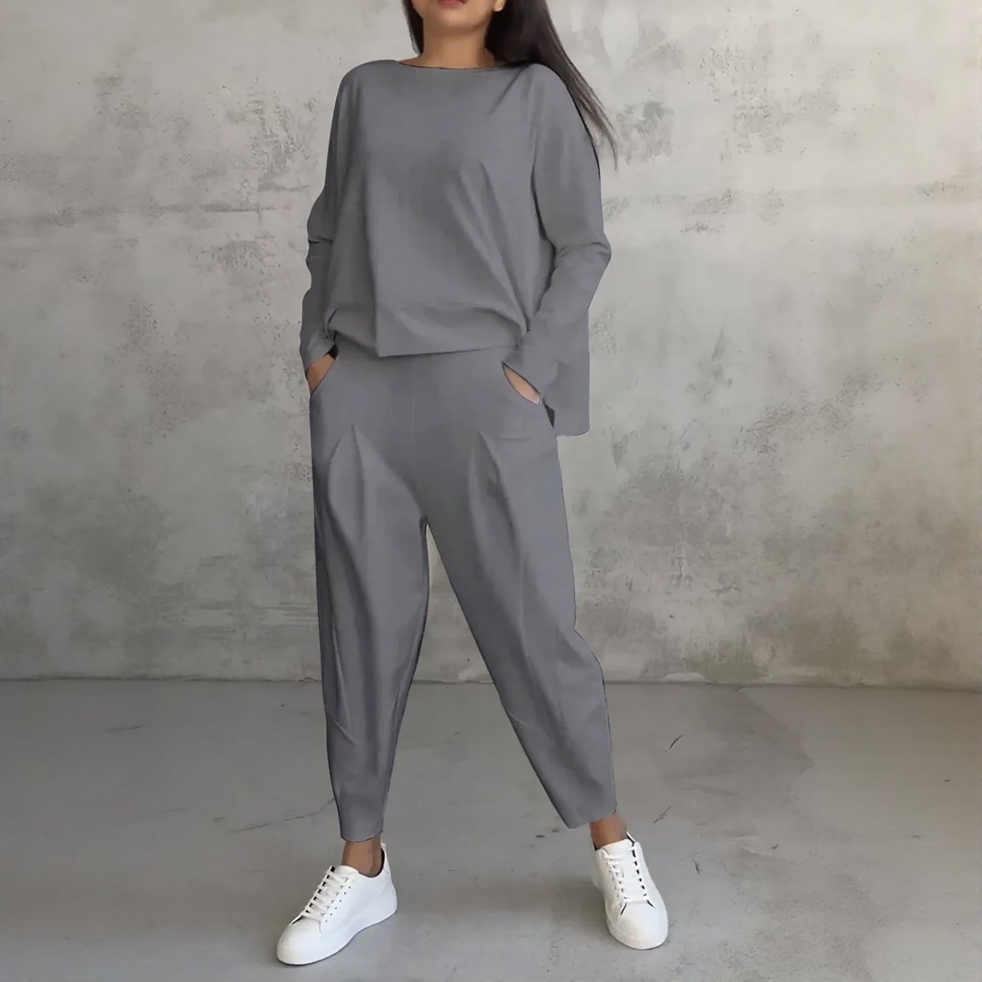 StreetLounge™ Set with Overslim Blouse and Tapered Pants / Clean Design, Smart Comfort, Effortless Style!