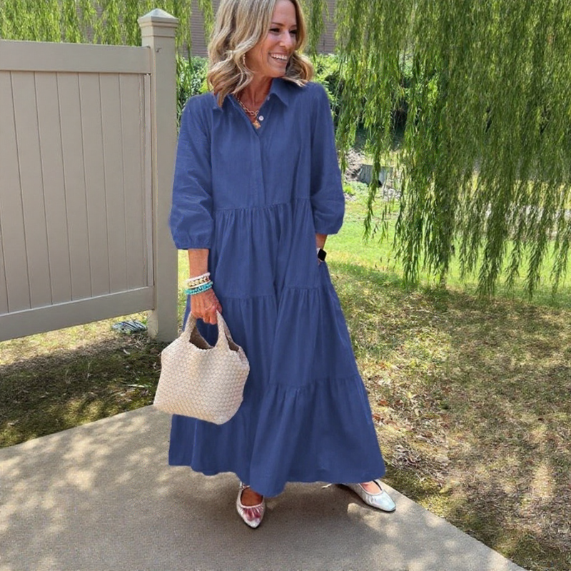 Maison™ Dress in Premium Cotton with Charming Collar and Layered Skirt / Romantic Minimalism That Never Goes Out of Style!