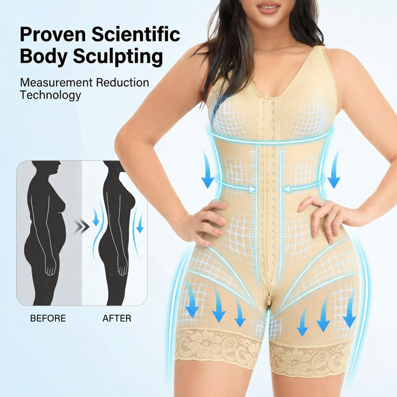 Maeva™ Shaping Bodysuit with 360° Compression, Smart Front Adjustment, and Non-Slip Lace!
