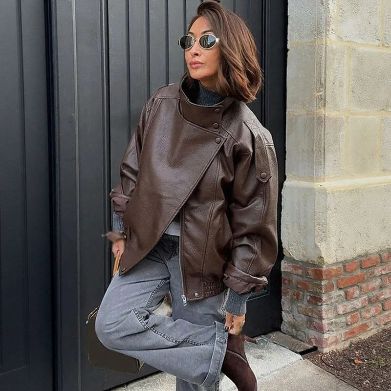 Obsidian™ Jacket in Premium Full-Grain Leather with Structured High Collar