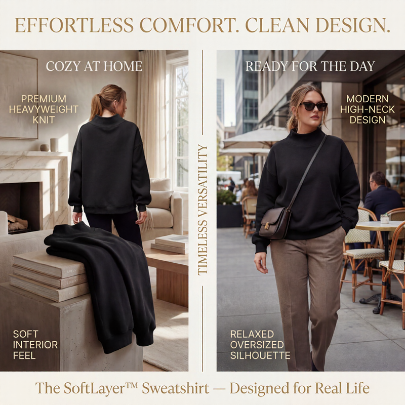 SoftLayer™ Premium Heavyweight Sweatshirt with Modern High Neck!