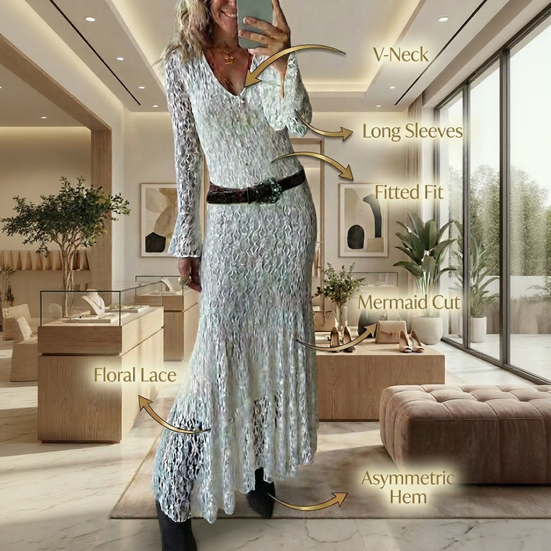 Blanche Obsession™ Dress in Delicate Floral Lace with a Subtly Fitted Silhouette