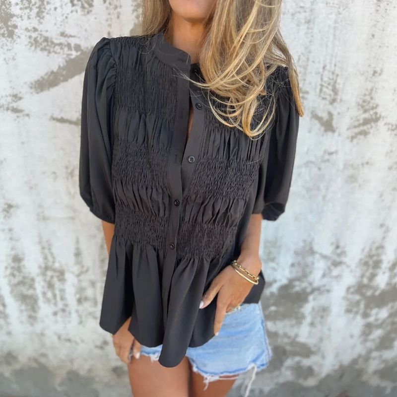 Florence™ Lightweight Cotton Shirt with Handcrafted Pleats