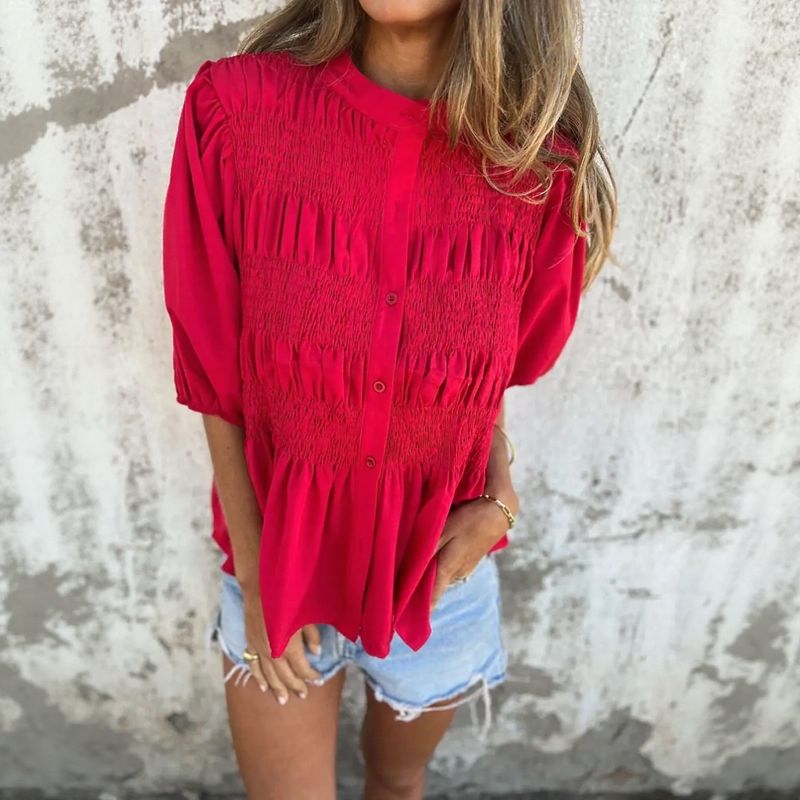 Florence™ Lightweight Cotton Shirt with Handcrafted Pleats