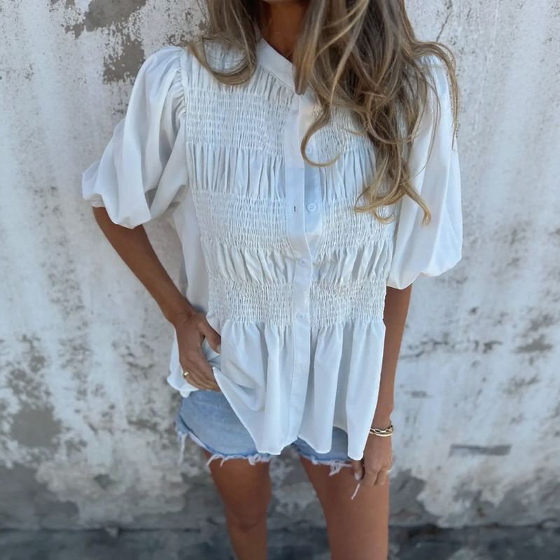 Florence™ Lightweight Cotton Shirt with Handcrafted Pleats