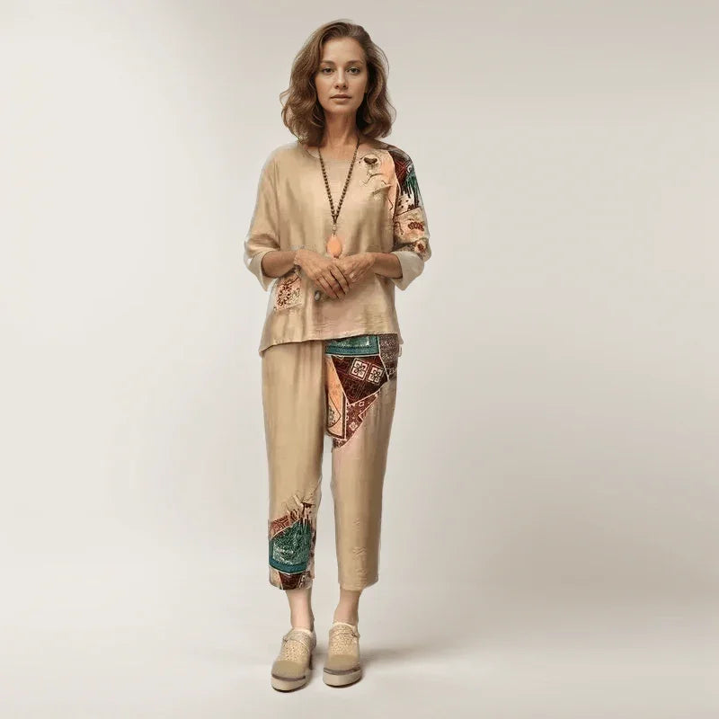 Serenade™ Cotton Linen Set with Retro Chic Design / Timeless Elegance and Pure Comfort