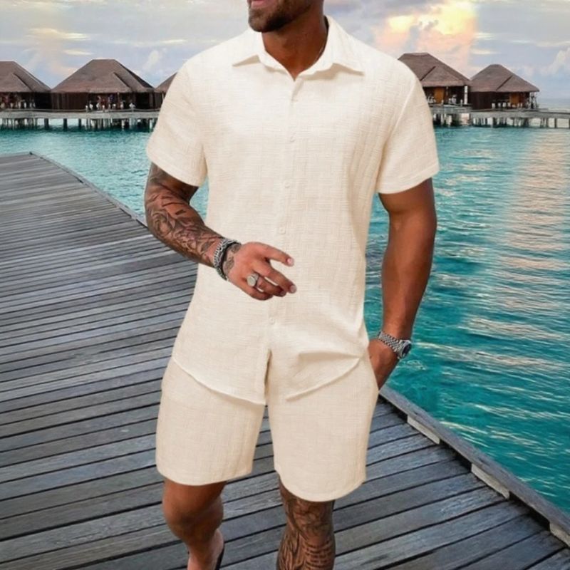 Hugo™ Premium Textured Fabric Set with Button-Up Shirt