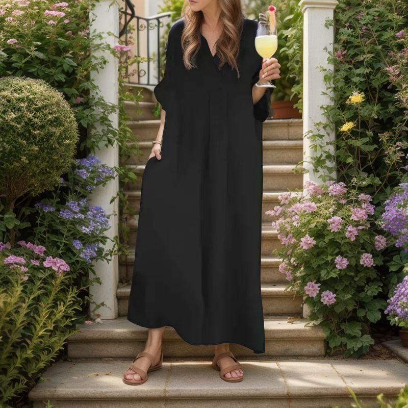 Bali Sun™ Dress in Cotton Linen with a Flowing Fit / For Women Who Carry the Sun's Glow in Their Body and Soul!