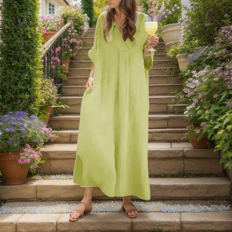 Bali Sun™ Dress in Cotton Linen with a Flowing Fit / For Women Who Carry the Sun's Glow in Their Body and Soul!
