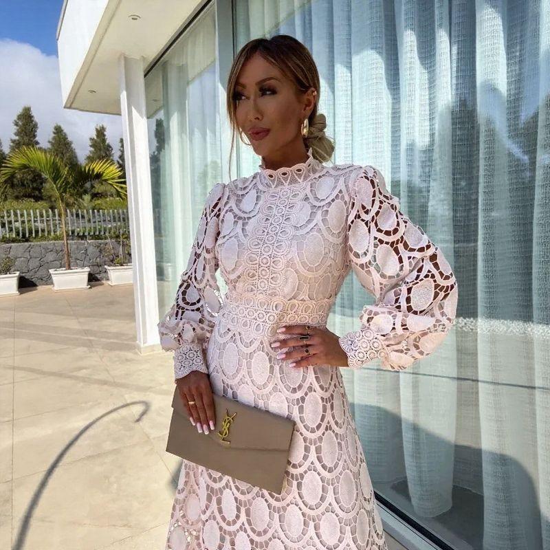 La Viena™ Embroidered Lace Dress with High Neck / Timeless Sophistication to Shine with Class!