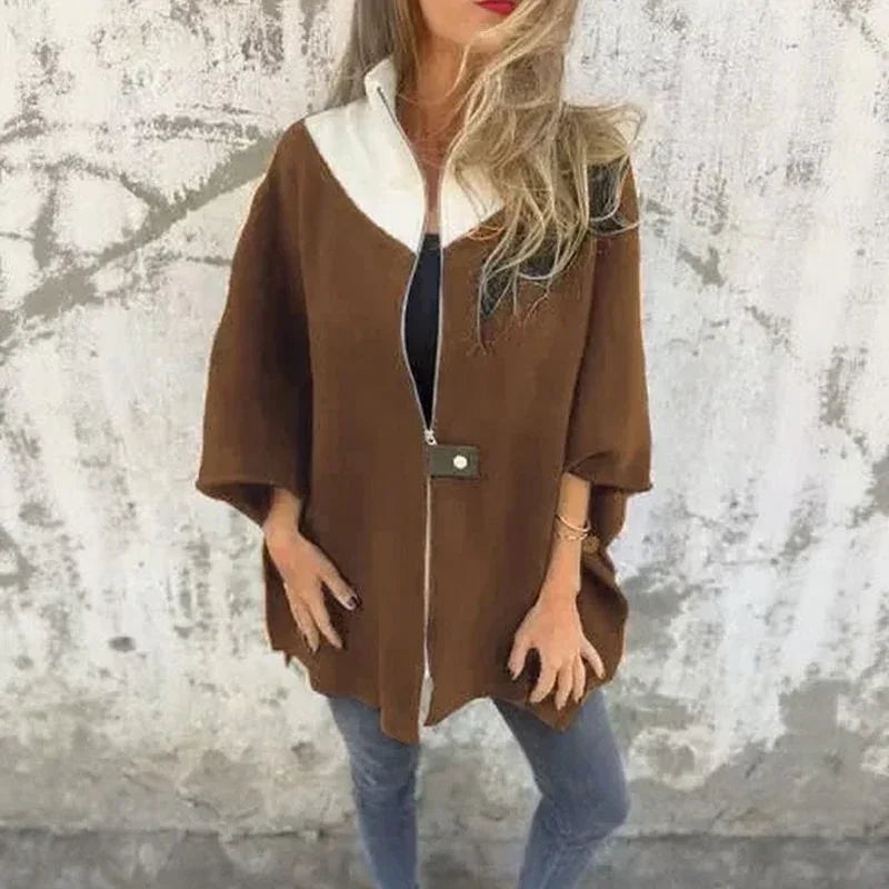 Georgia Flair™ Coat with Contrasting Collar and Loose Fit / Urban Sophistication at its Most Authentic!