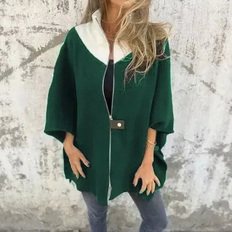 Georgia Flair™ Coat with Contrasting Collar and Loose Fit / Urban Sophistication at its Most Authentic!
