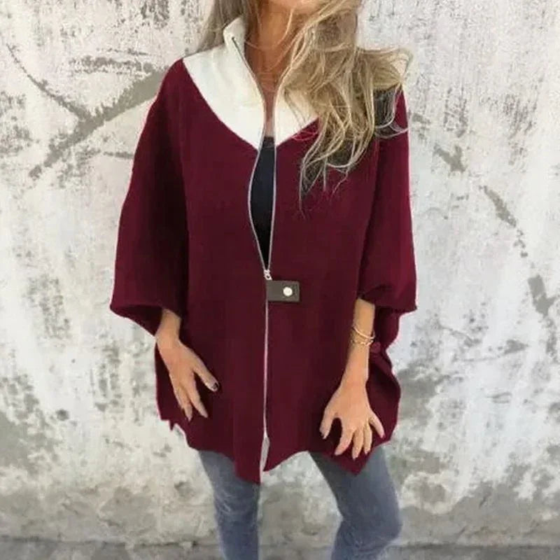 Georgia Flair™ Coat with Contrasting Collar and Loose Fit / Urban Sophistication at its Most Authentic!