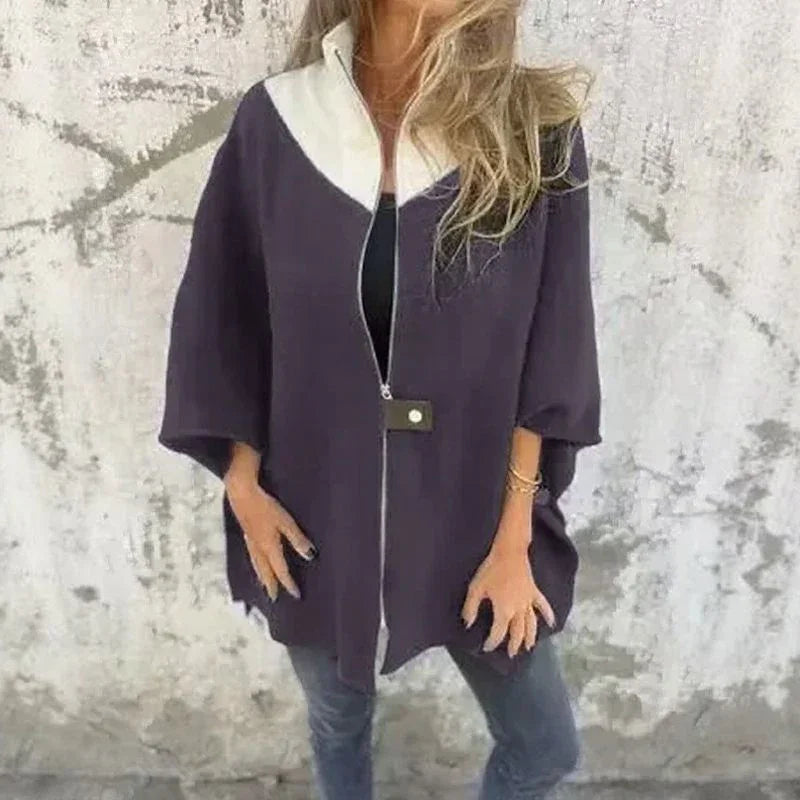 Georgia Flair™ Coat with Contrasting Collar and Loose Fit / Urban Sophistication at its Most Authentic!