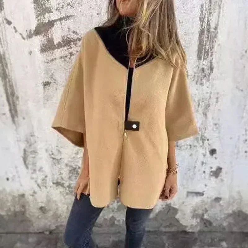 Georgia Flair™ Coat with Contrasting Collar and Loose Fit / Urban Sophistication at its Most Authentic!