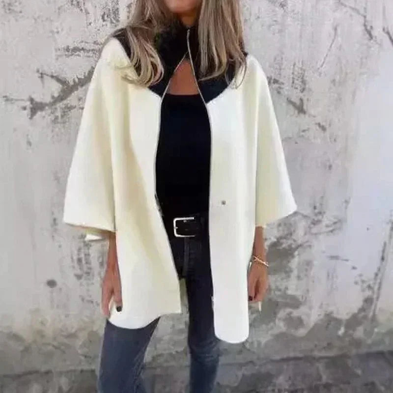 Georgia Flair™ Coat with Contrasting Collar and Loose Fit / Urban Sophistication at its Most Authentic!