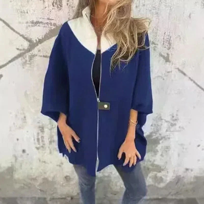 Georgia Flair™ Coat with Contrasting Collar and Loose Fit / Urban Sophistication at its Most Authentic!