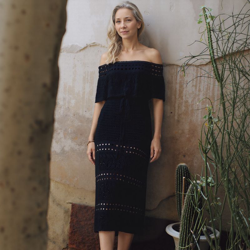 Santorini™ Set in Handcrafted Crochet with Off-the-Shoulder Top / A Touch of Mediterranean Romance with Luxurious Finishing